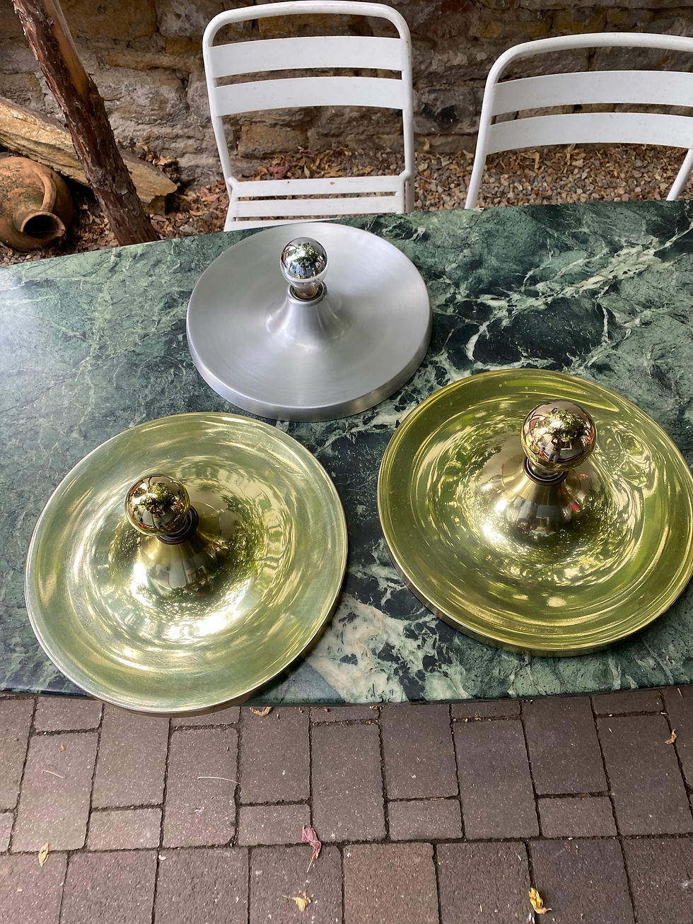 Thumbnail: Charlotte Perriand Lampe „Les Arc‘s 60er 2 x Gold Honsel Spaceage 