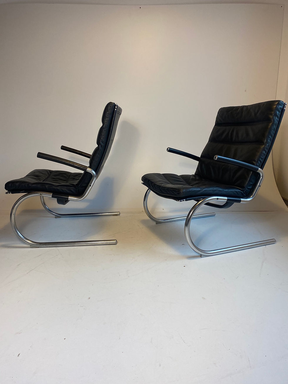 Thumbnail: Leder Chrom Stahl Sessel Leder schwarz Lounge chair Jorgen Kastholm 60er