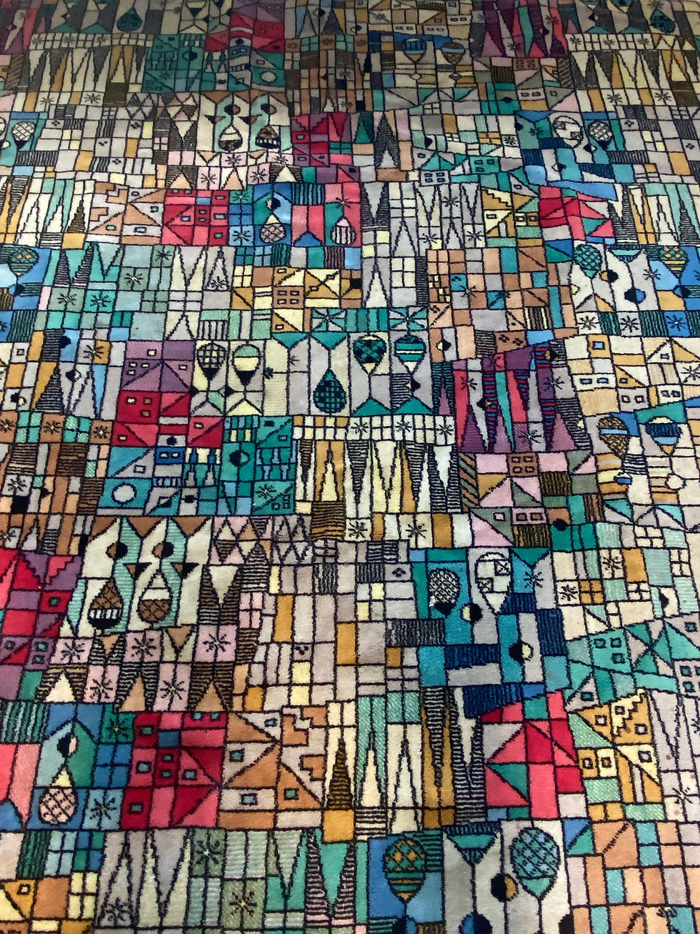 Thumbnail: Künstler Teppich Vorwerk  Design Paul Klee 70er Bauhaus Postmodern