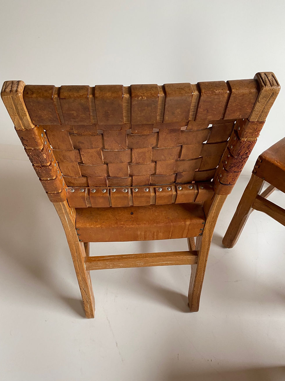 Thumbnail: Western Rustikal A. Brandt Ranch Oak Sessel Stuhl 70er Eiche Leder Cognac USA