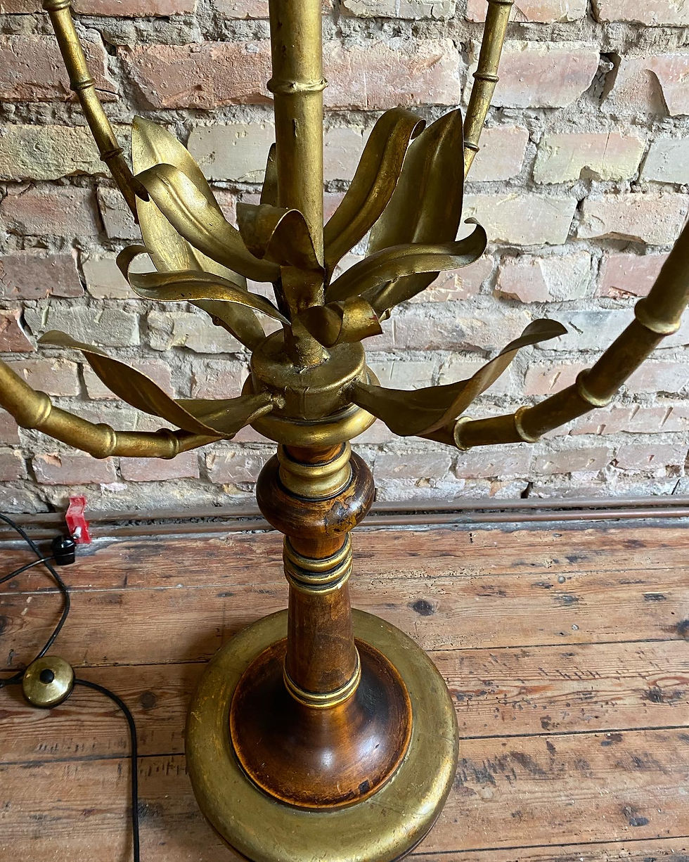 Miniaturbild: Hans Kögl Lampe Stehlampe 60er Sophistische Hollywood regency Palme Blüten Gold 