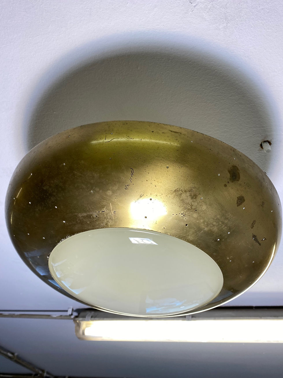 Thumbnail: Italian flush mount Decken Lampe 40er 50er gepiercter Messing Gold Fontana ARTE 