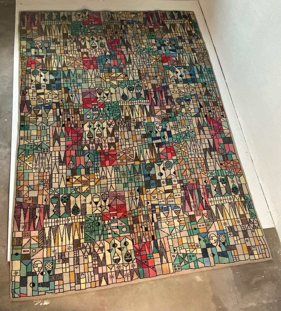 Thumbnail: Künstler Teppich Vorwerk  Design Paul Klee 70er Bauhaus Postmodern