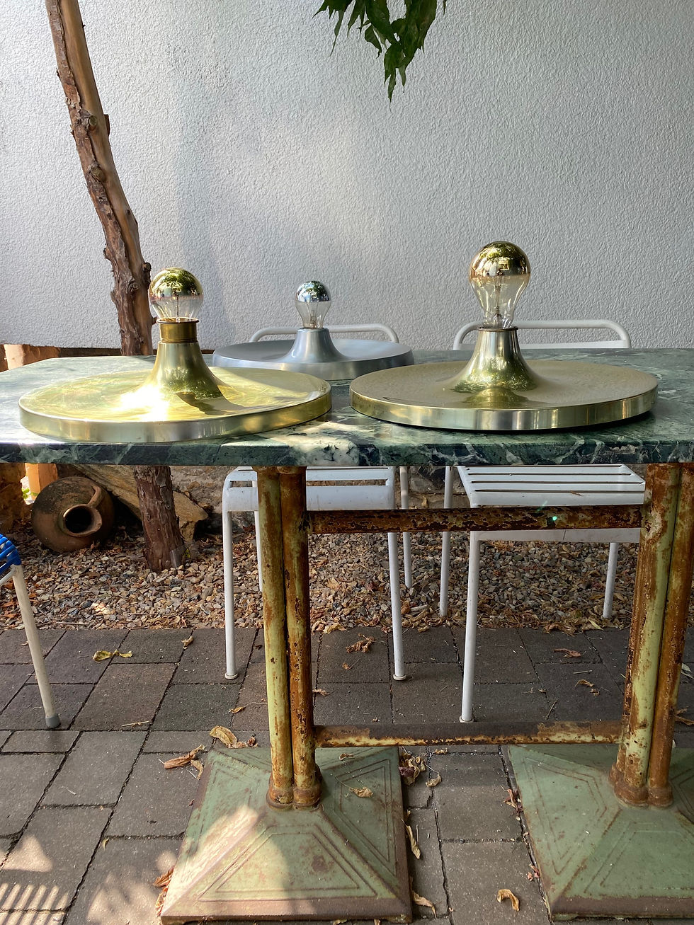 Thumbnail: Charlotte Perriand Lampe „Les Arc‘s 60er 2 x Gold Honsel Spaceage 