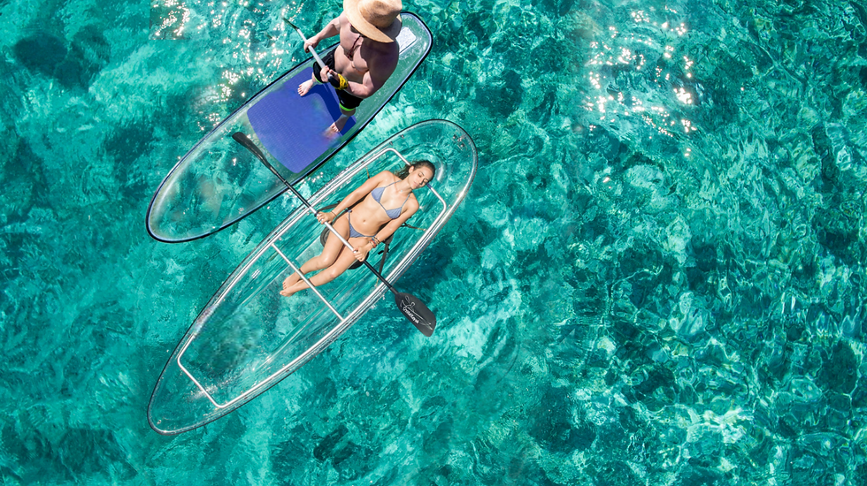 Transparent kayak in San Blas