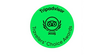 Tripadvisor Travelers’ Choice Awards 2025 badge awarded to Catamaran Adventures, a top-rated Caribbean catamaran charter company.