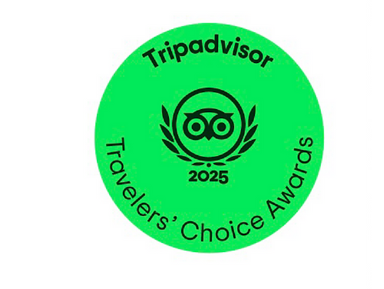 Tripadvisor Travelers’ Choice Awards 2025 badge awarded to Catamaran Adventures, a top-rated Caribbean catamaran charter company.