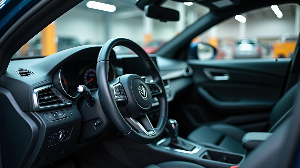 High angle view of a clean car interior after detailing