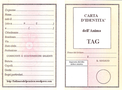 Carta d’identità dell’anima – Tag