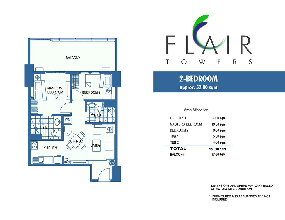 52 sqm 2BRM with balcony