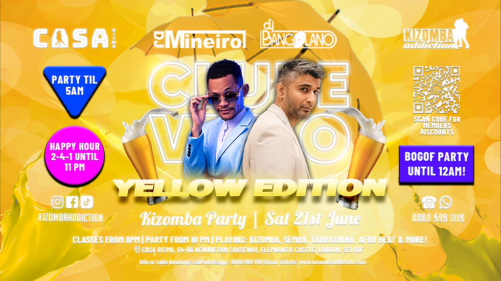 🎶 London's No.1 Saturday Vicio: Kizomba Party: The Yellow Edition In London 20-06-26