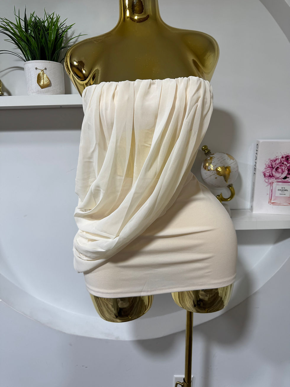 Thumbnail: Ivory Elegance Draped Mini Dress 🤍✨