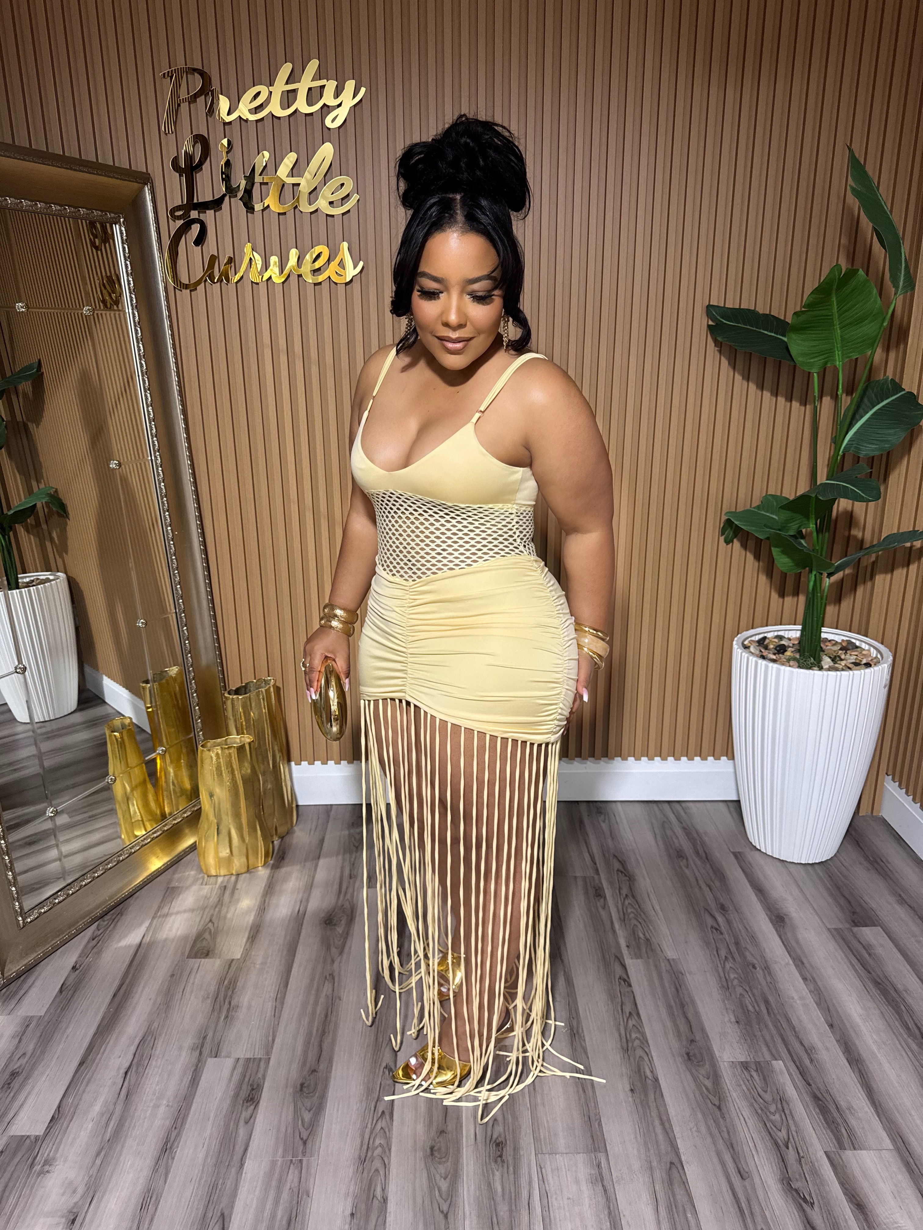     Honey Glow Fringe Maxi