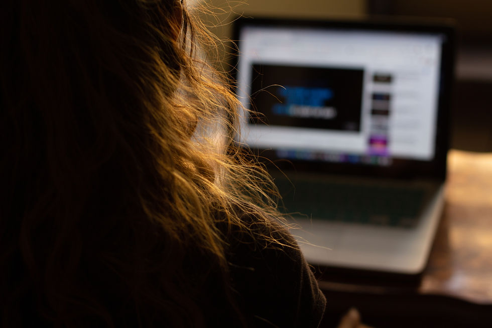 woman watching latte art tutorial