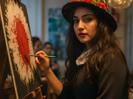 Artist painting spooky Halloween art