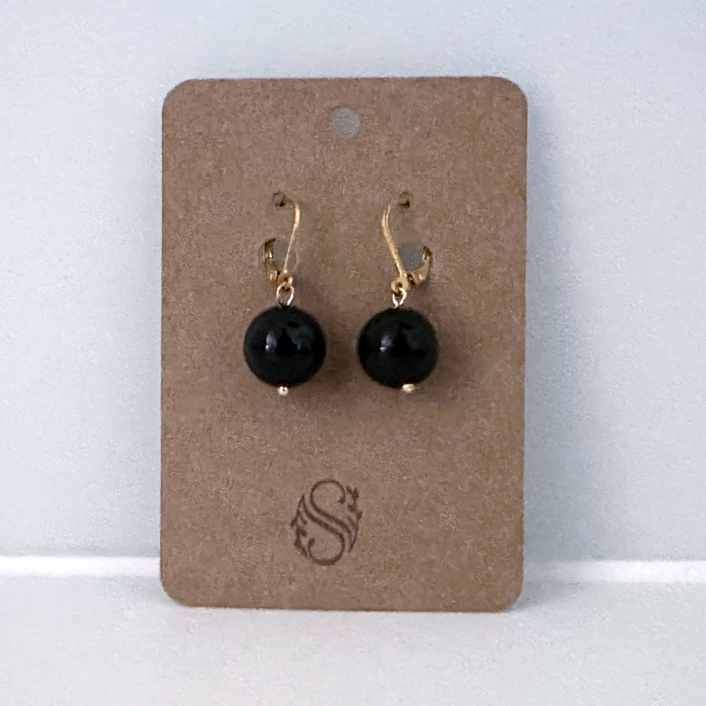 Ohrhänger Silber vergoldet mit Onyxstein