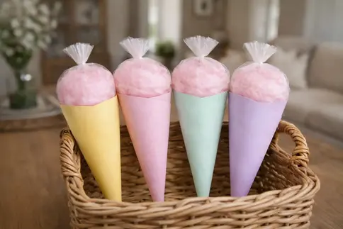 Cotton Candy Cone perfect for Schools events, birthdays and Tenants appreciation