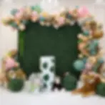 Jungle Birthday Backdrop with Green Balloon Decor