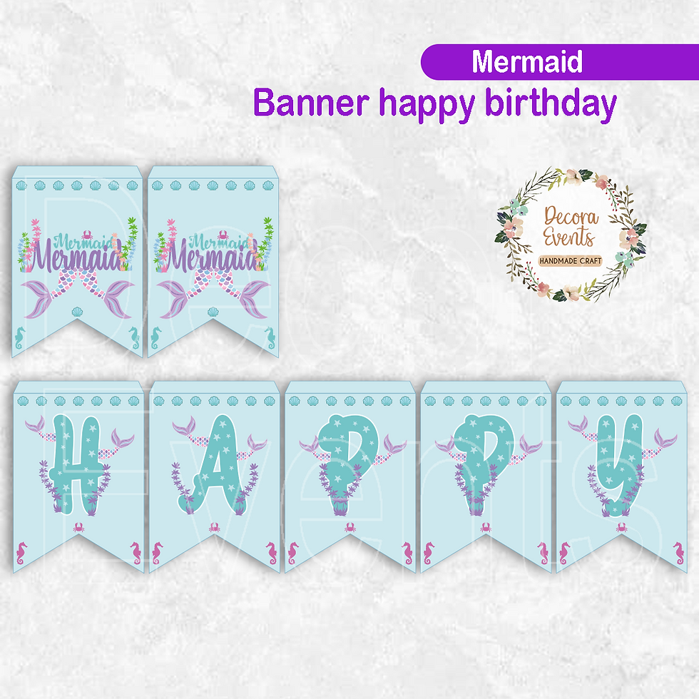 Mermaid Decoration for Parties - Kit Download Printable