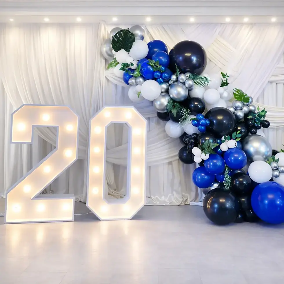 Balloon garland with Marquee numbers for Birthday Party