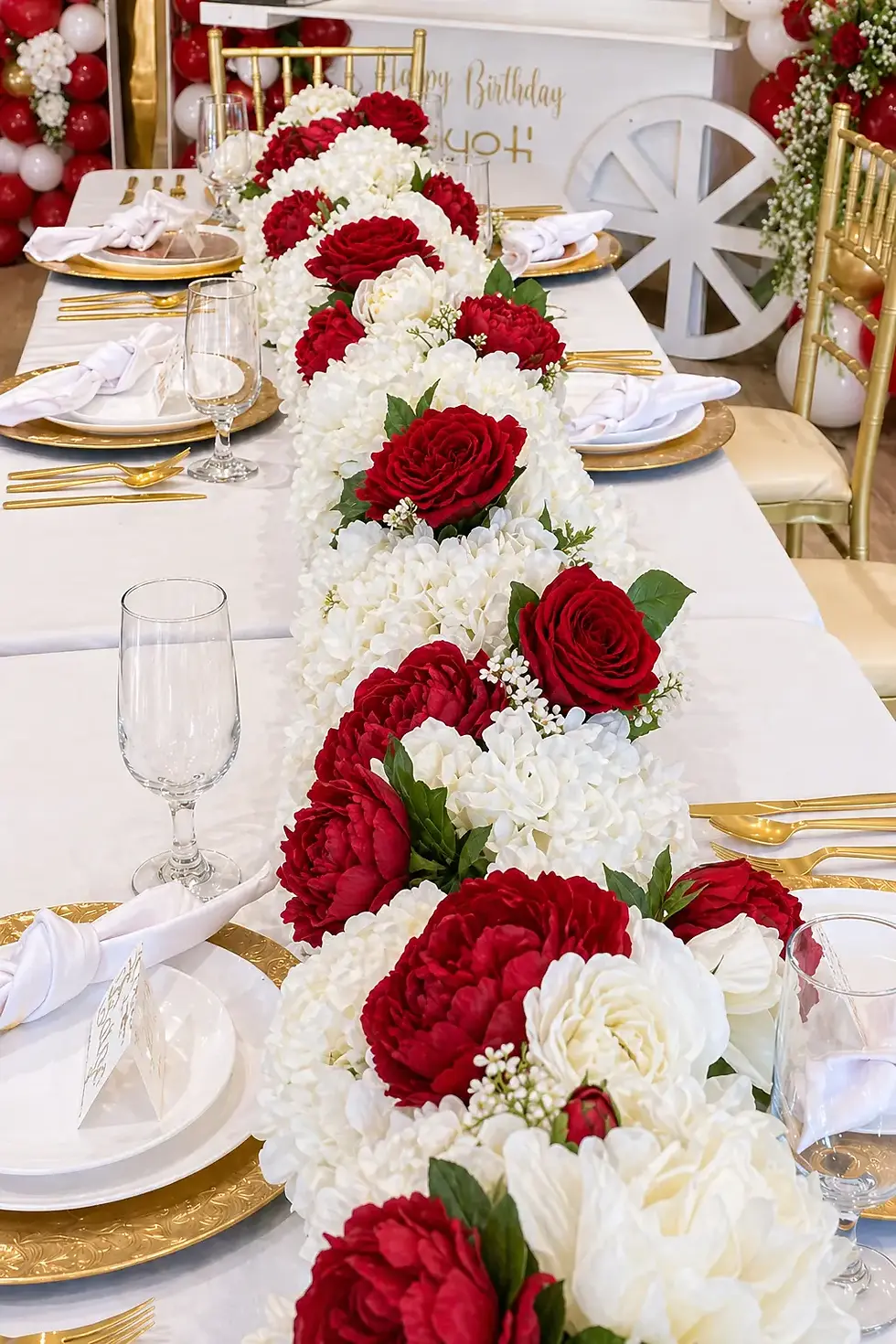 Runner-floral-centerpiece-for-rental-pink-ivory-white-edmonton-toronto-wedding-anniversary