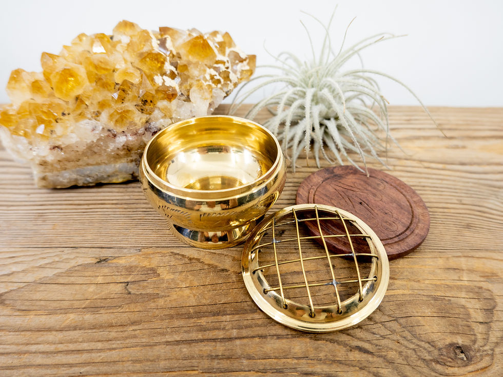 Thumbnail: Brass Resin Screen Burner Set | Screen Incense Burner | Charcoal Burner