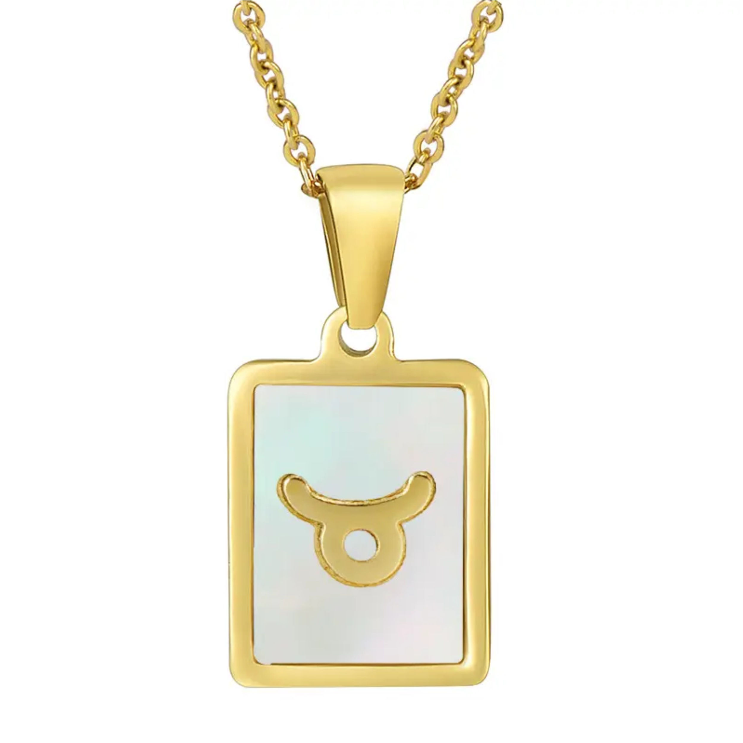 Taurus White Enamel Pendant