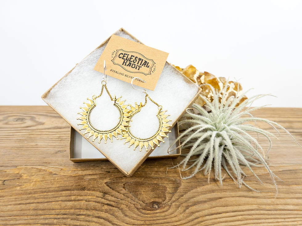 Thumbnail: GOLD Dangle Earrings | Brass Earring | Geometric Earrings | Bohemian Earrings