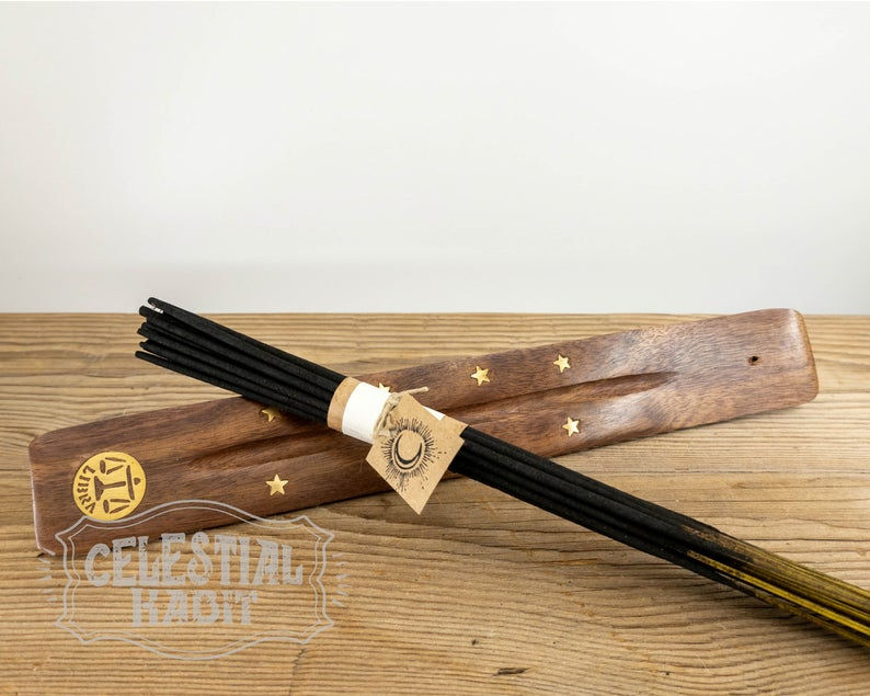 Thumbnail: LIBRA Incense Holder | Zodiac Wood Incense Holder | Stick Incense Holder