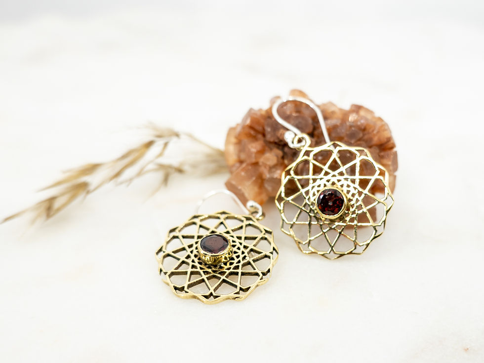 Thumbnail: GEOMETRIC Gold Hanging Earrings | Brass Earring | Sterling Silver Posts