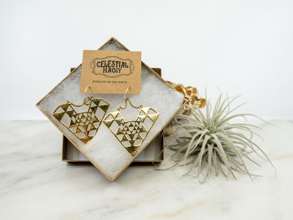 Thumbnail: GOLD Dangle Earrings | Brass Earring | Geometric Earrings | Bohemian Earrings