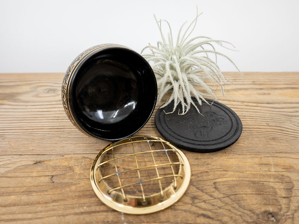 Thumbnail: Carved Brass Resin Screen Burner Starter Set | Screen Incense Burner