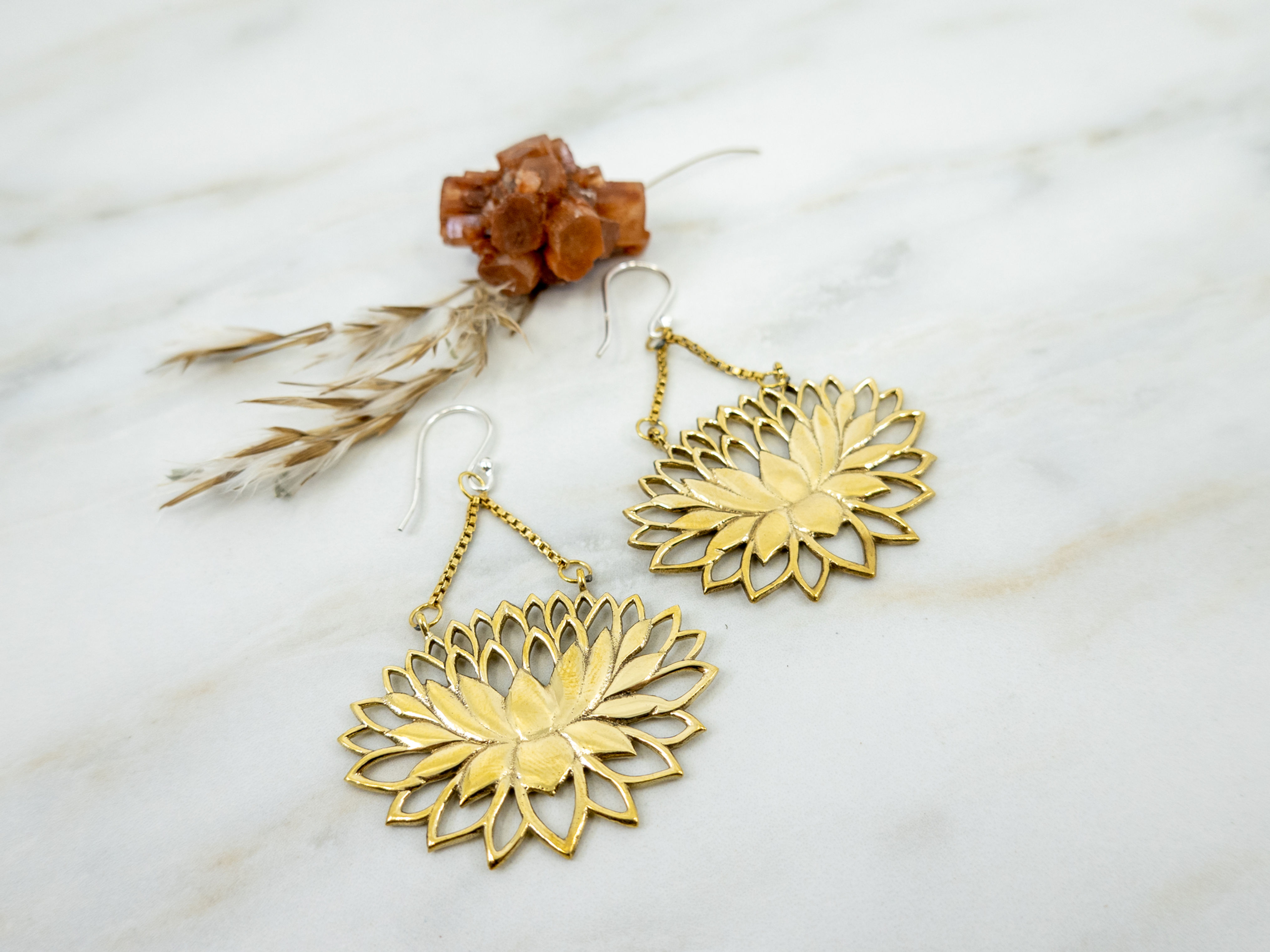GOLD Dangle Earrings | Brass Earring | Geometric Earrings | Bohemian Earrings