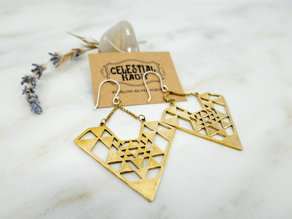 Thumbnail: GOLD Dangle Earrings | Brass Earring | Geometric Earrings | Bohemian Earrings