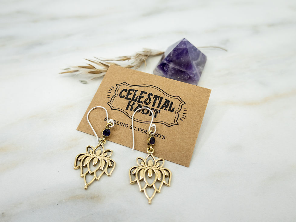 Thumbnail: Gold Hanging Earrings | Brass Earring | Sterling Silver Posts