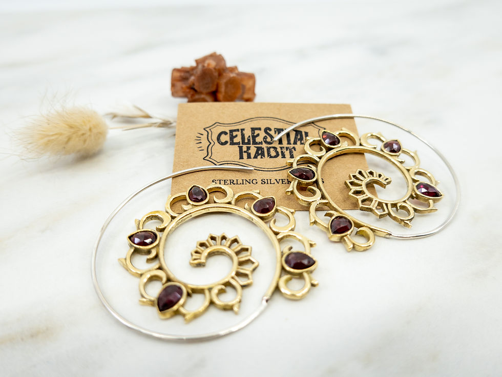 Thumbnail: GOLD SPIRAL Earrings | Brass Earrings | Spiral Hoop Earrings | Bohemian Earrings