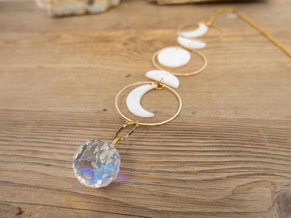 Thumbnail: Suncatcher | Hanging Moon Phase Crystal Prism | Boho Décor