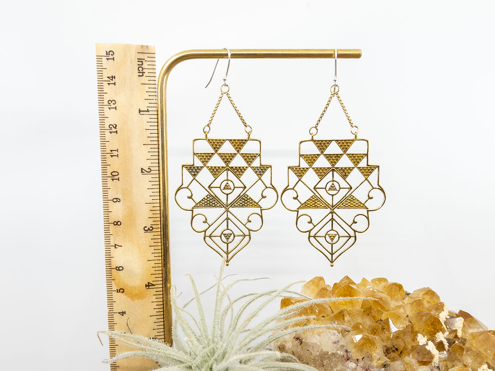 Thumbnail: GOLD Dangle Earrings | Brass Earring | Geometric Earrings