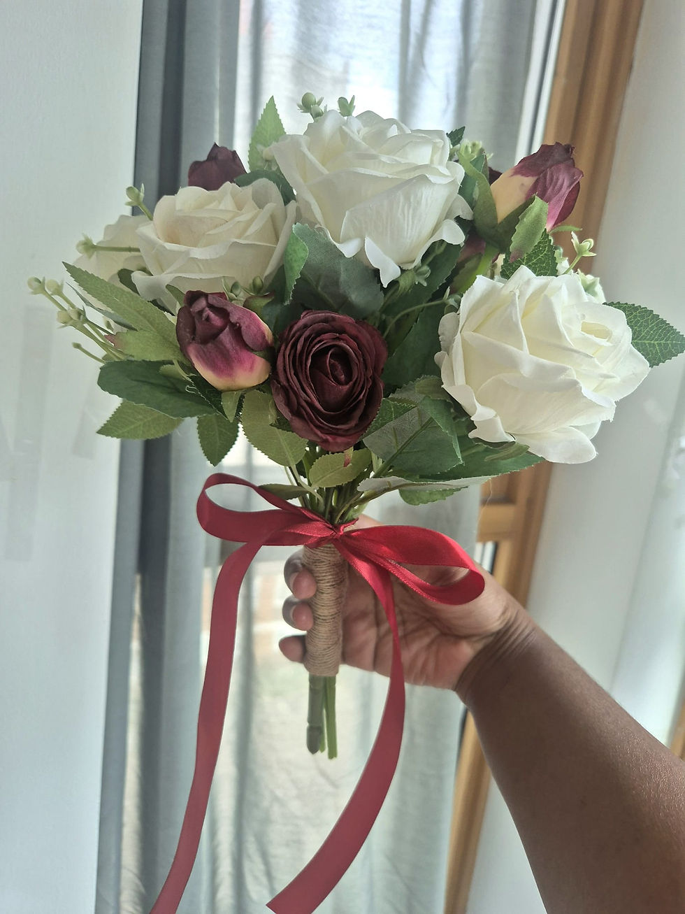 Thumbnail: White & Burgundy Wild Rose Bunch