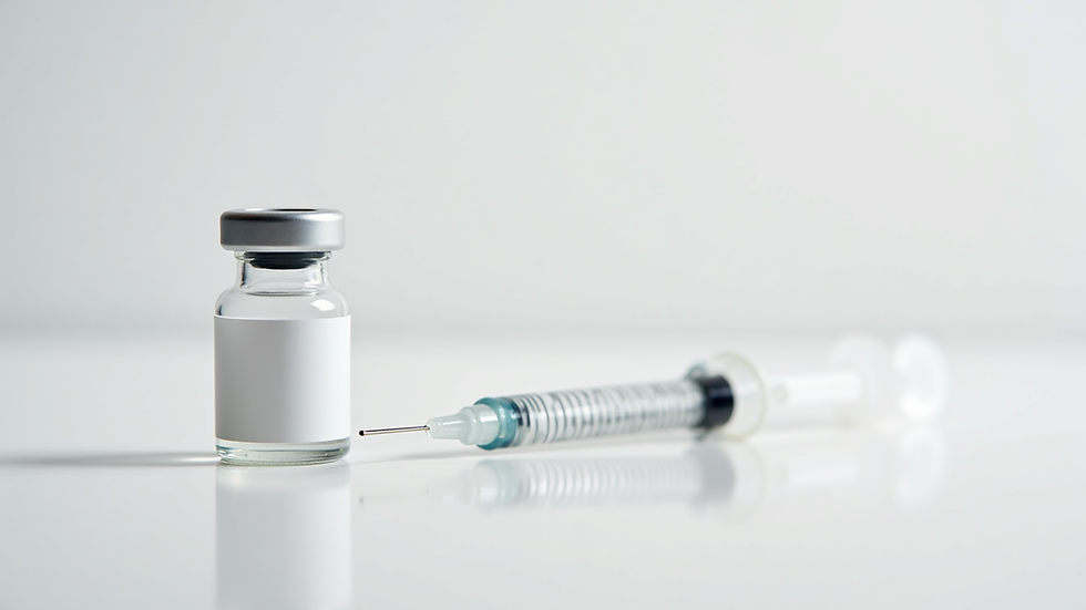 Close-up view of a Botox vial and syringe on a clean white surface