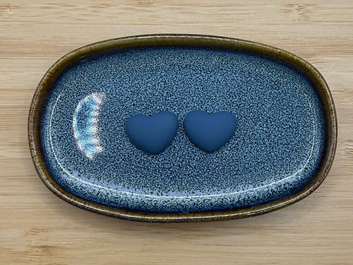 Matte Dark Blue Heart Cabochon (1 Pair)