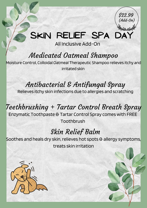 The Paw Spa & Salon skin relief spa day menu