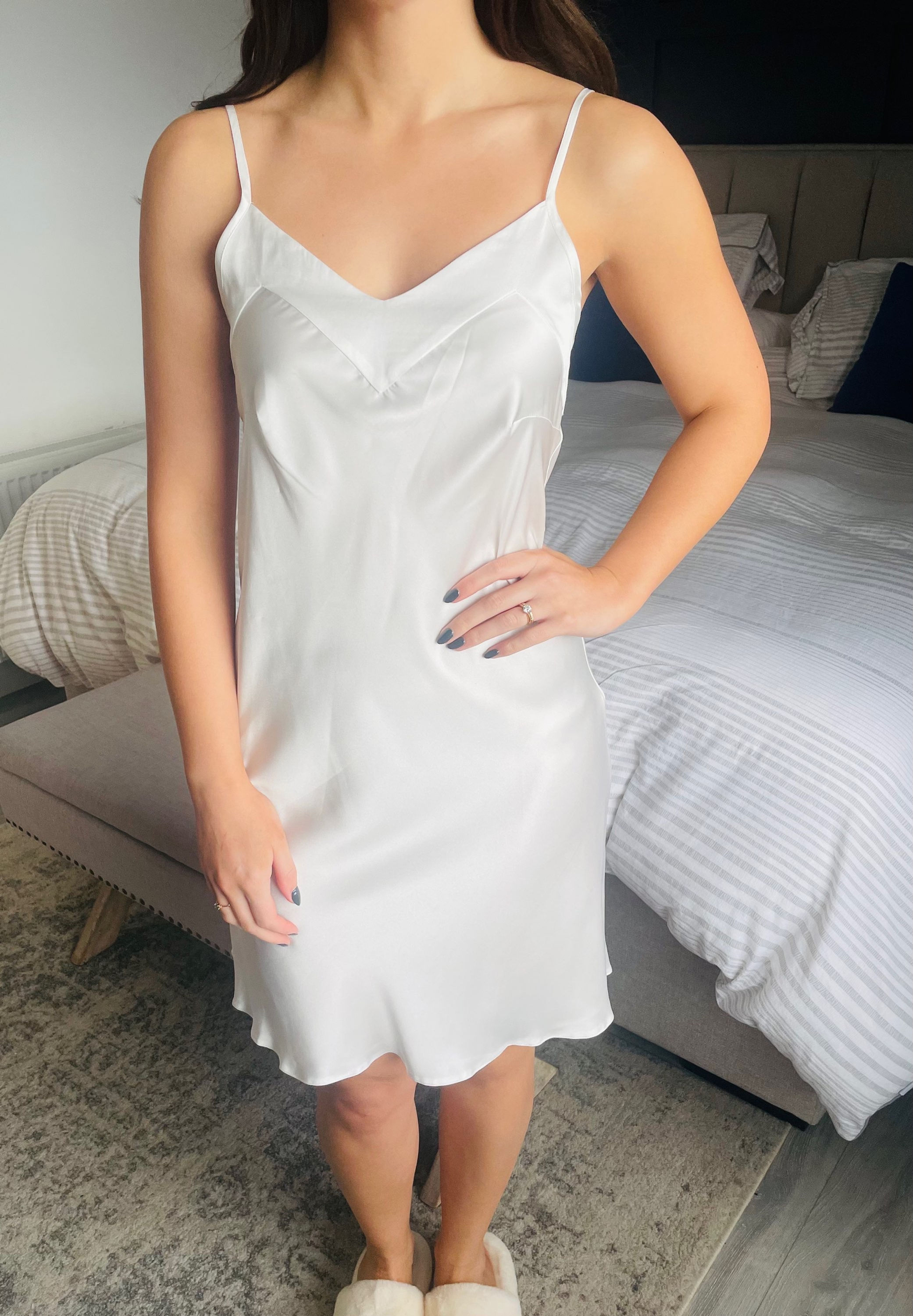 White Satin Slip Dress