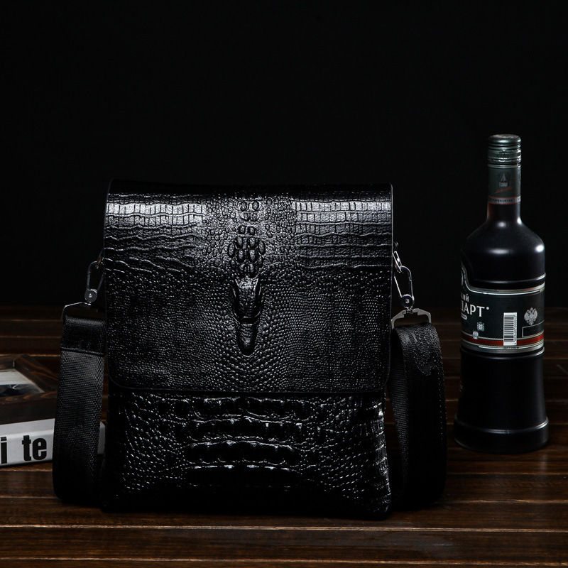 Miniatura: 🐊 Bolsa Nomad Croc Executive – Tiracolo Couro Textura Jacaré ✨