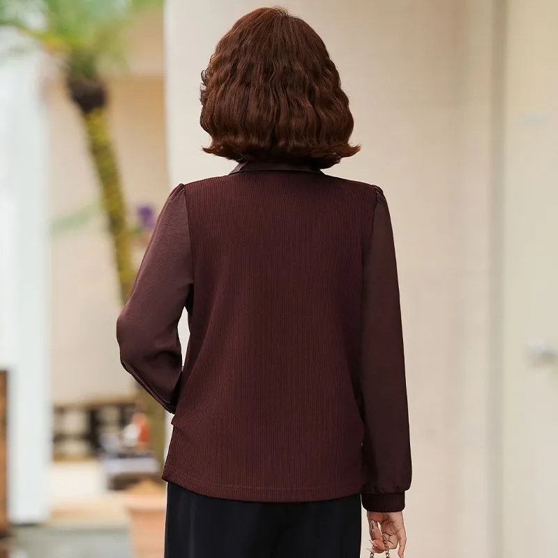 Miniatura: 🍷 Blusa Executiva Nomad Gola Polo Tricô – Detalhes em Chiffon ✨