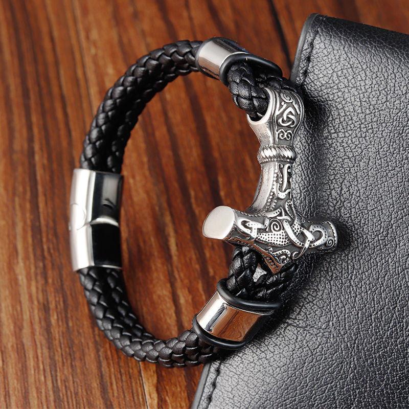 Miniatura: ⚔️ Pulseira de Couro Masculina Botão Magnético Charme