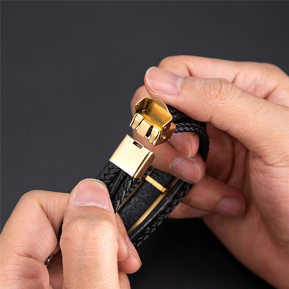 Miniatura: ⚓ Pulseira de Couro Masculina Âncora – Fecho de Segurança