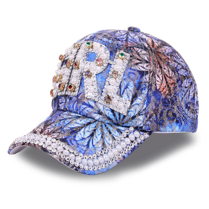 Miniatura: 🧢 ✨ Boné Feminino Multicolorido com Pérolas 'Bling Bling' - Casual & Fashion