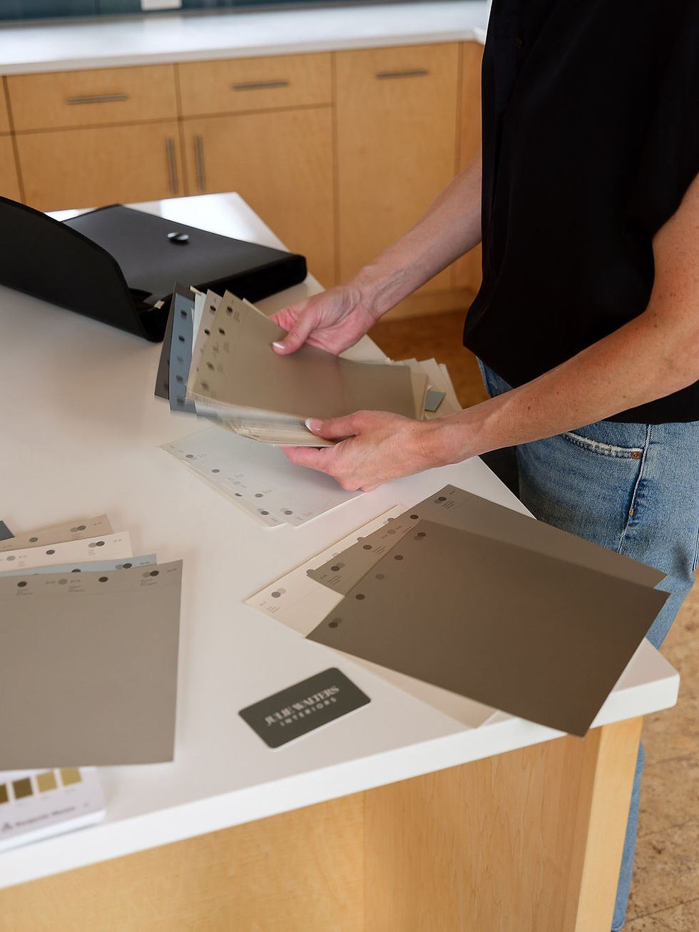 Paint colour samples during a colour consultation for an Okanagan Home.