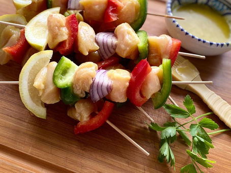 Brochettes de poulet mariné miel et moutarde